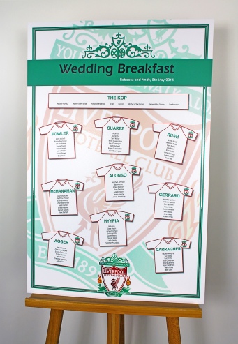 Liverpool FC wedding table plan